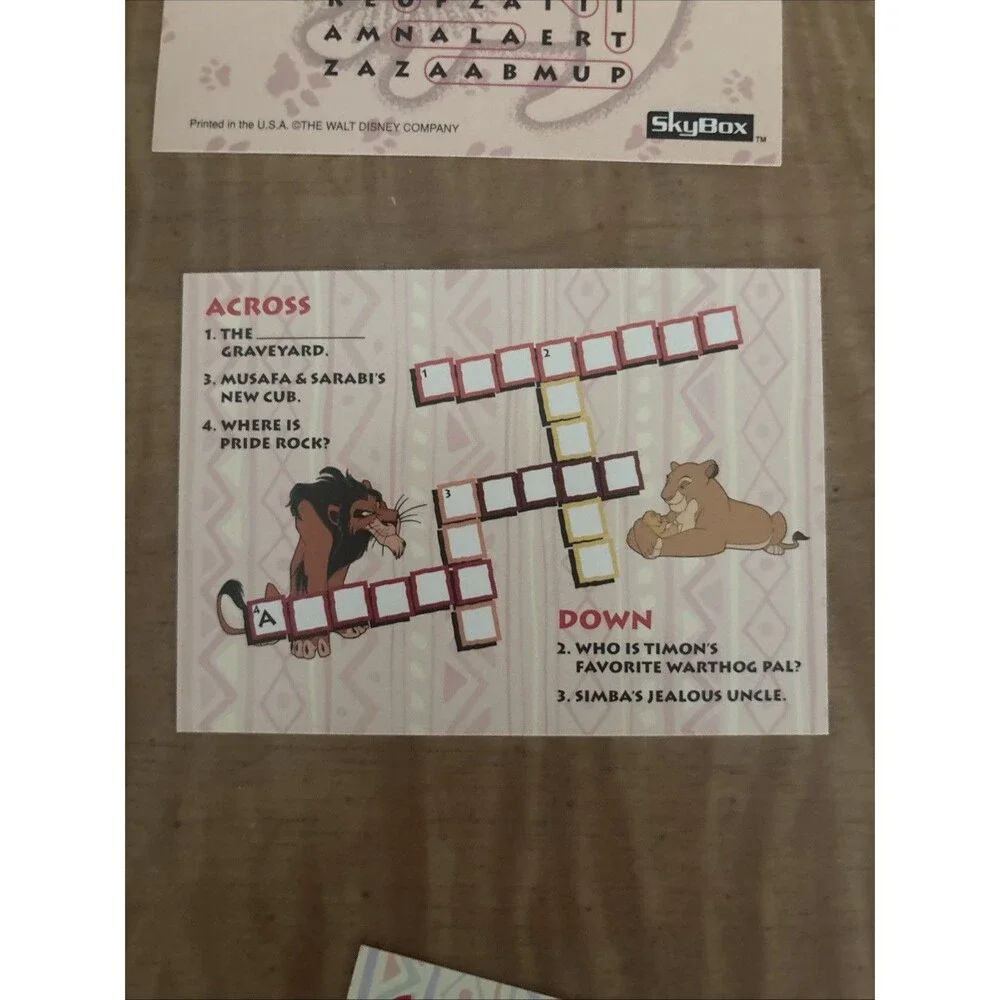 Lion King Trading Cards Skybox Series 1 Inserts: Coloring, Activity, Foil